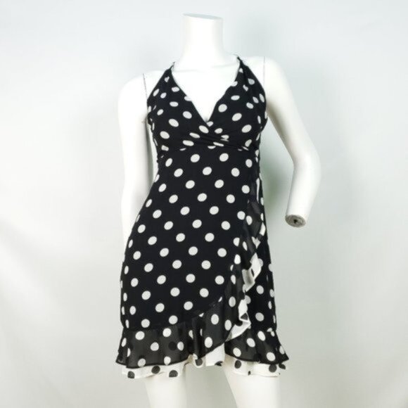 BARDOT Dress Polka Dot Mini Ruffled Trim Sleeveless Size XS - Picture 2 of 7